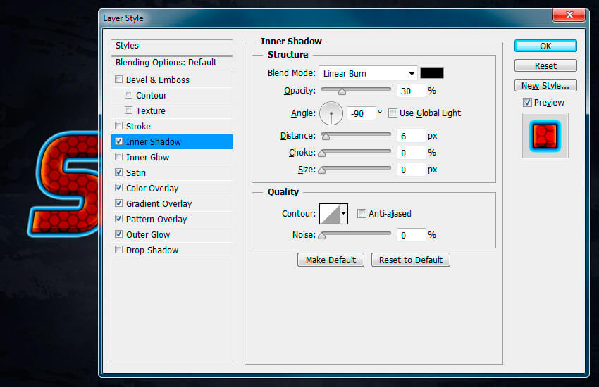 Add an Inner Shadow to Layer Style